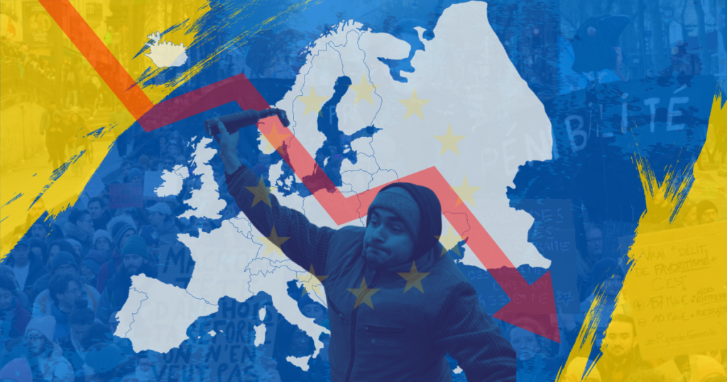 Europa: movilización en Francia, guerra en Ucrania, estancamiento económico